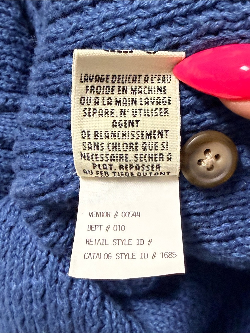 Vintage Eddie Bauer Blue Linen Cotton Knit Button Sweater Vest S - Picture 10 of 10